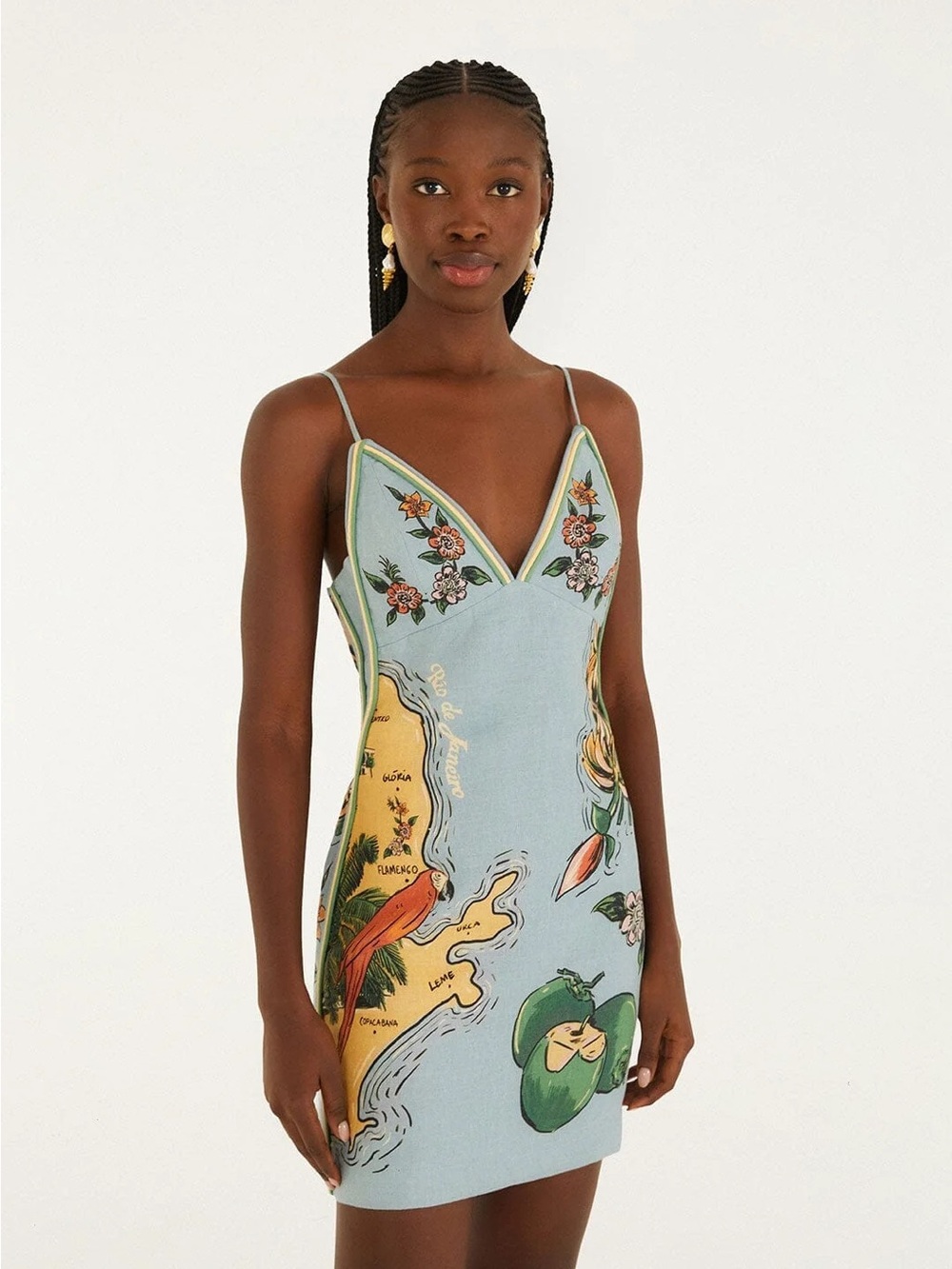 Farm Rio Blue Beaches Path Ballon Mini Dress